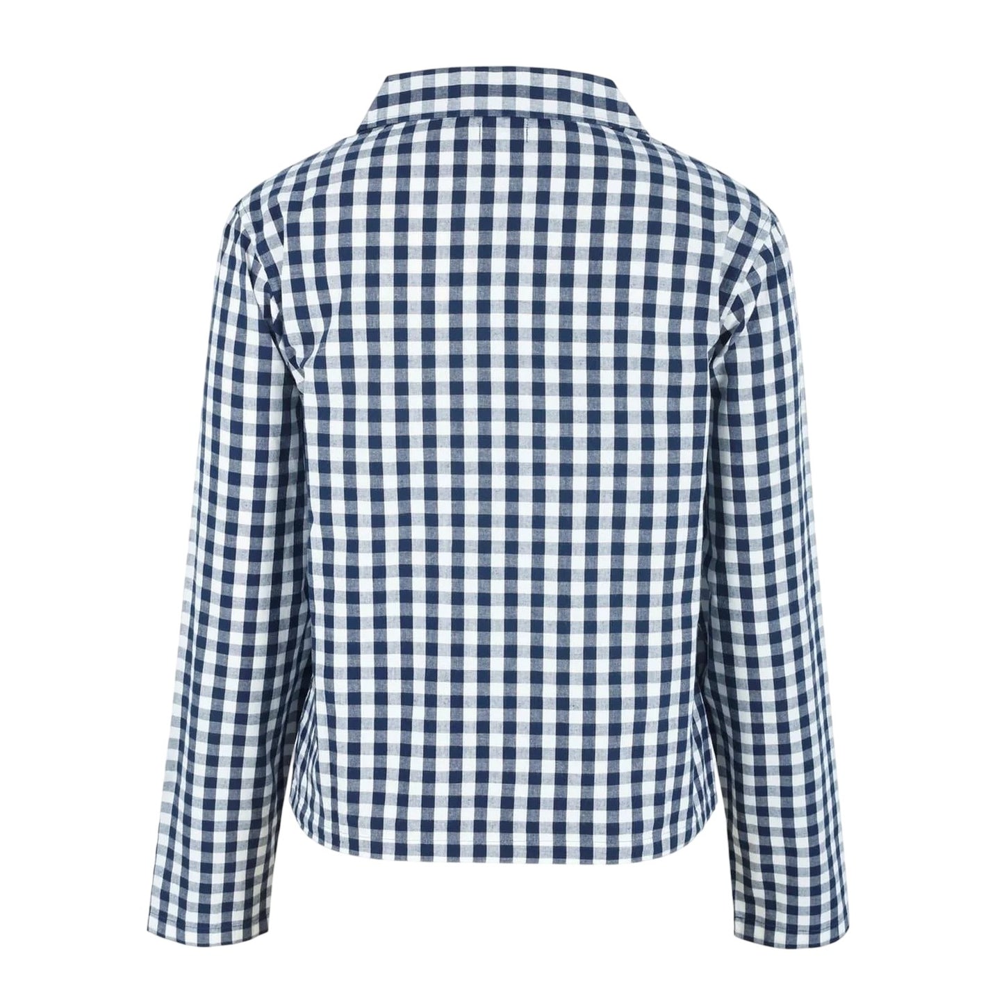 Navy-White - Back - Linea Womens-Ladies Gingham Check Relaxed Fit Long-Sleeved Shirt