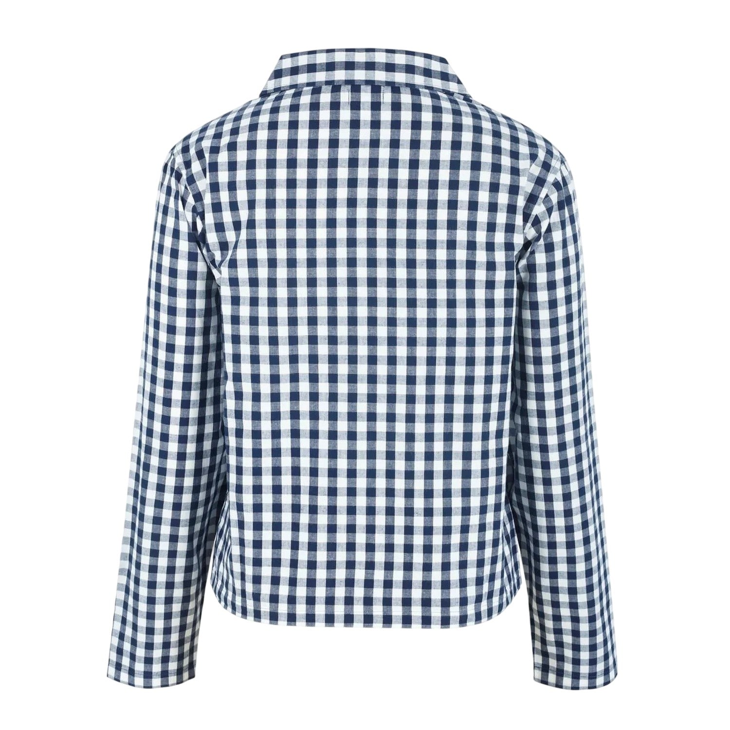 Navy-White - Back - Linea Womens-Ladies Gingham Check Relaxed Fit Long-Sleeved Shirt