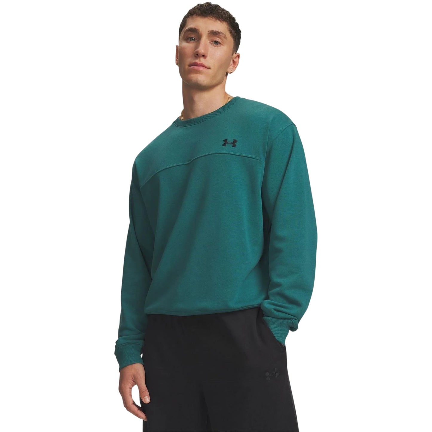 Green-Black - Front - Under Armour Mens Rival Lightweight Sweatshirt