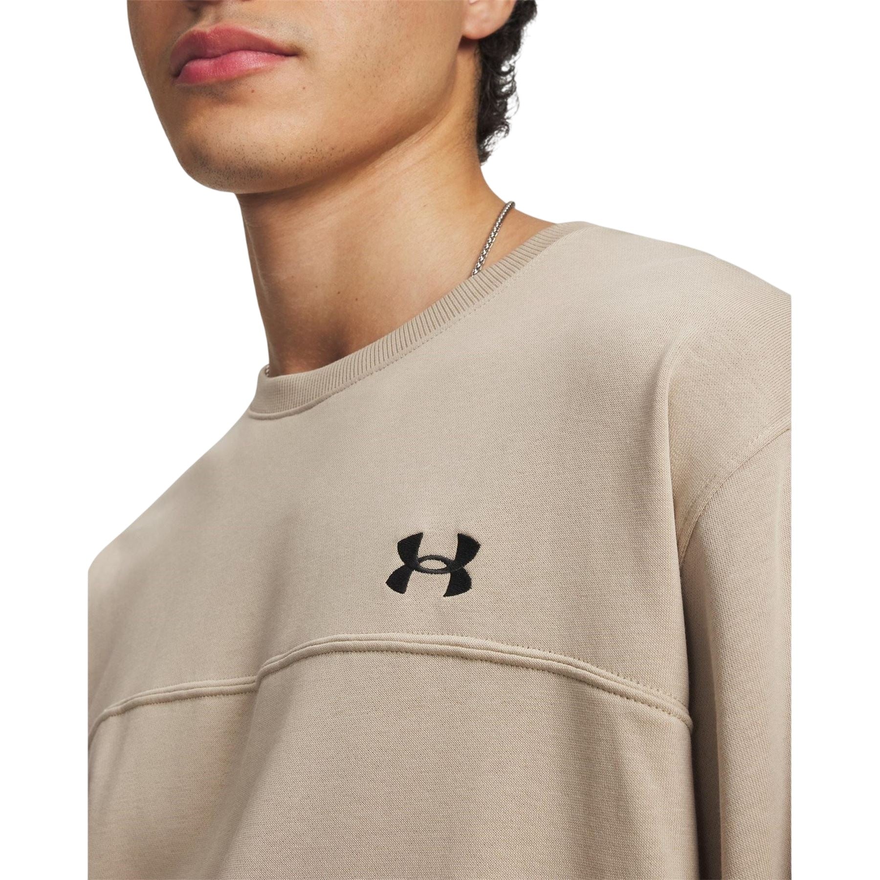 Khaki-Black - Side - Under Armour Mens Rival Lightweight Sweatshirt