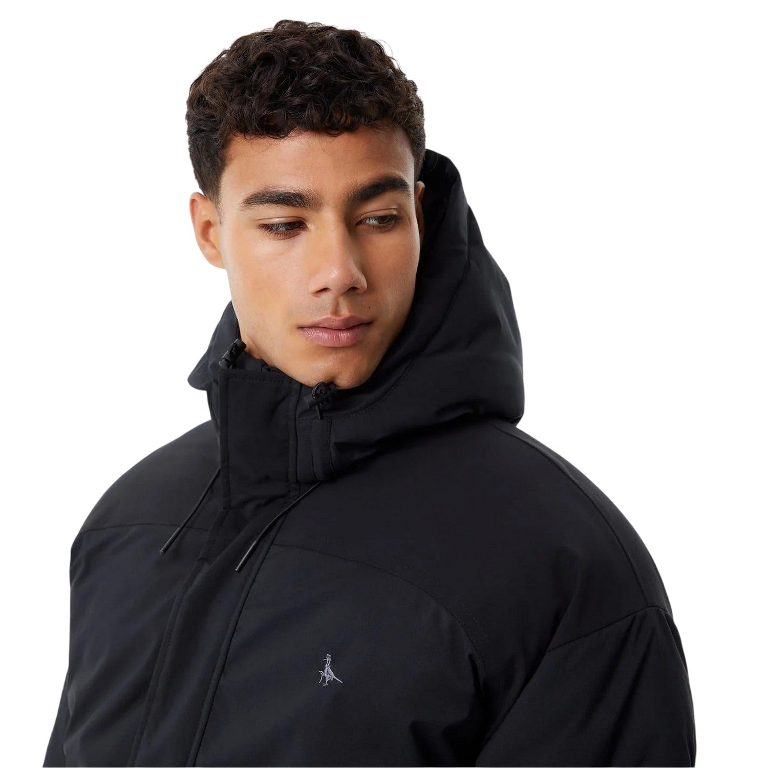 Black - Side - Jack Wills Mens Hooded Relaxed Fit Puffer Jacket