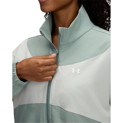 Green - Side - Under Armour Womens-Ladies Rival Colour Block Waterproof Jacket