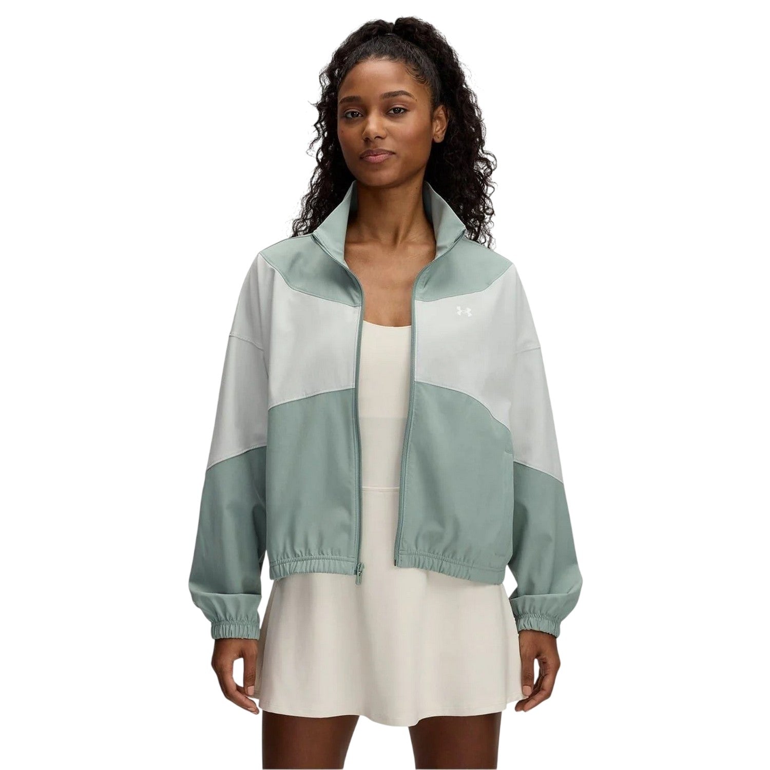 Green - Front - Under Armour Womens-Ladies Rival Colour Block Waterproof Jacket