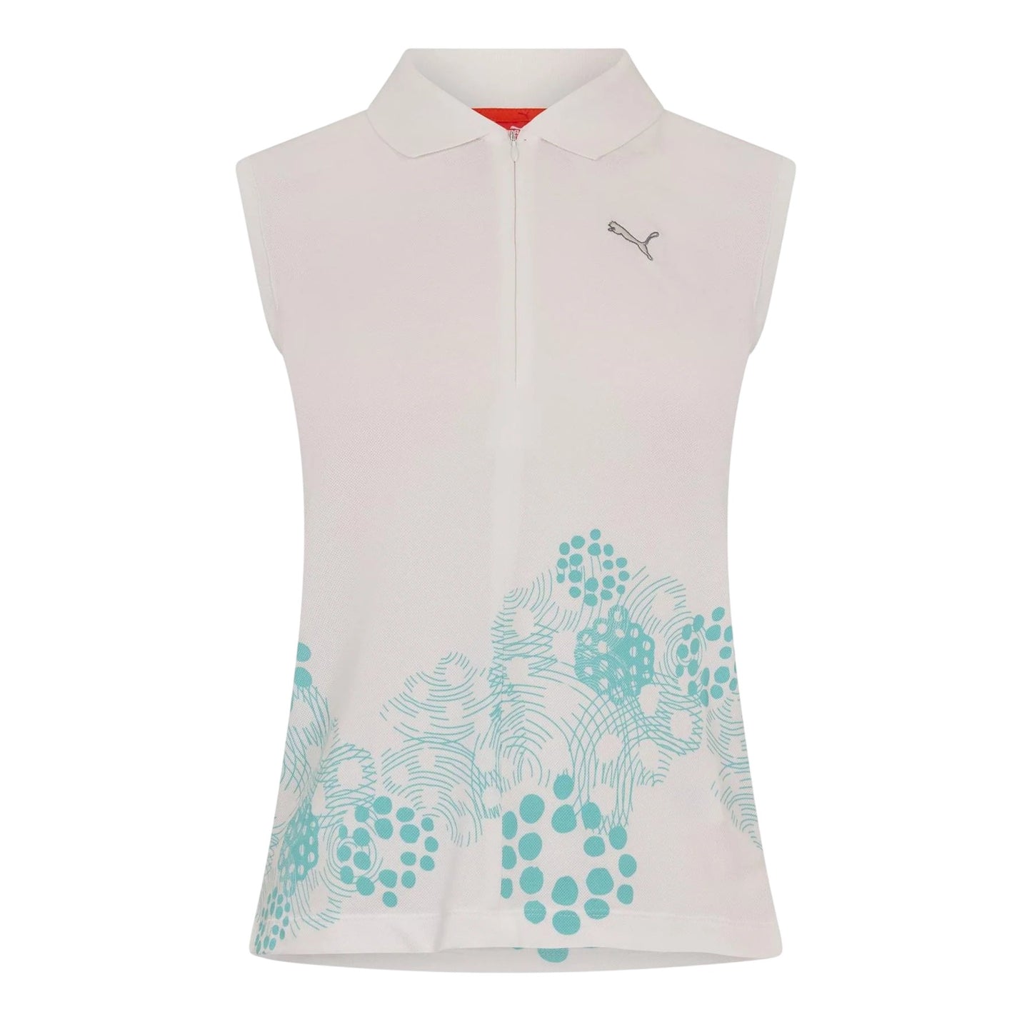 White - Front - Puma Womens-Ladies Graphic Print Half Zip Polo Shirt