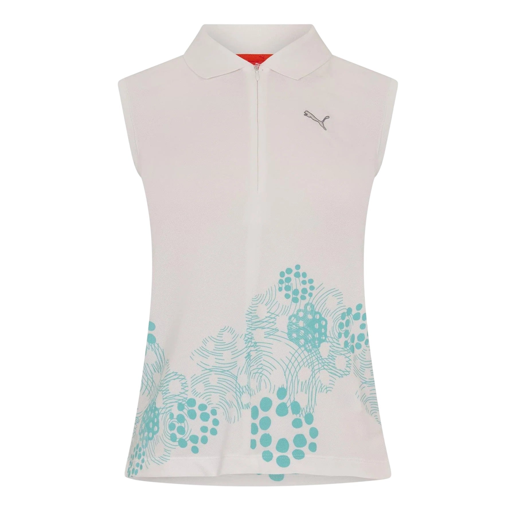 White - Front - Puma Womens-Ladies Graphic Print Half Zip Polo Shirt