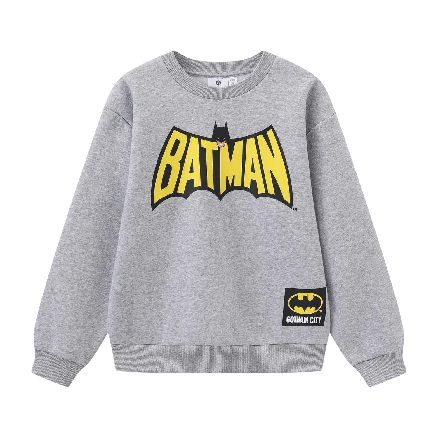 Black-Yellow - Front - Batman Childrens-Kids Crew Neck Sweatshirt