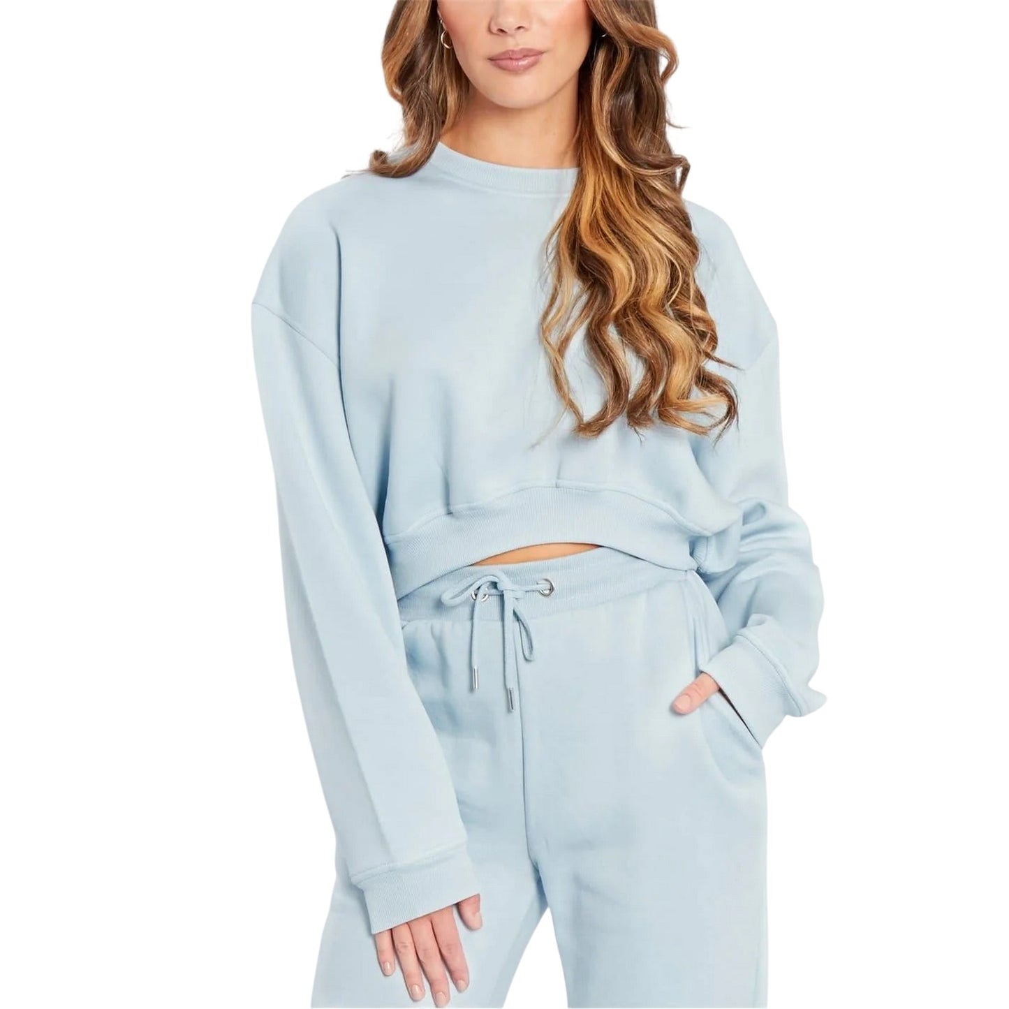 Blue - Side - Be You Womens-Ladies Cropped Relaxed Fit Sweatshirt