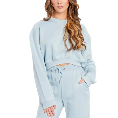 Blue - Side - Be You Womens-Ladies Cropped Relaxed Fit Sweatshirt