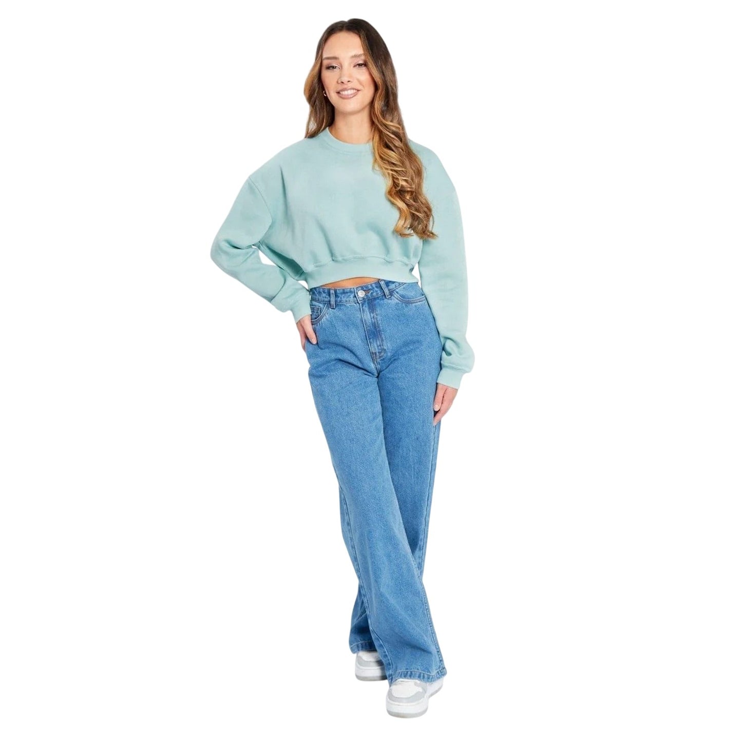 Sage - Side - Be You Womens-Ladies Cropped Relaxed Fit Sweatshirt
