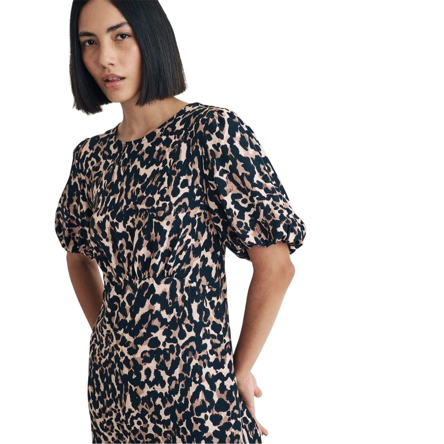 Brown-Black - Side - Nobody´s Child Womens-Ladies Benita Leopard Print Mini Dress