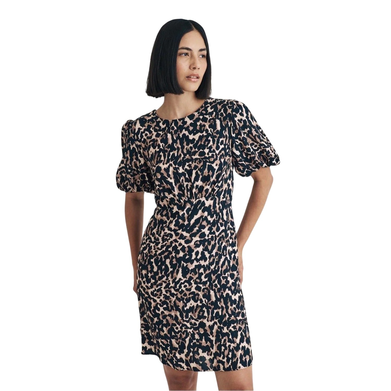 Brown-Black - Front - Nobody´s Child Womens-Ladies Benita Leopard Print Mini Dress
