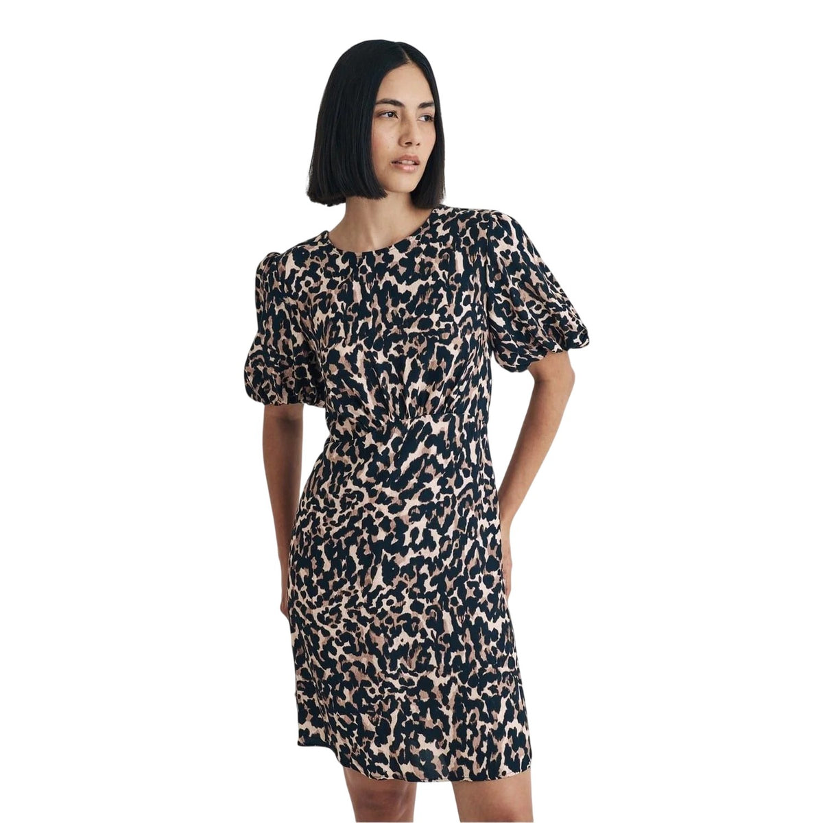 Brown-Black - Front - Nobody´s Child Womens-Ladies Benita Leopard Print Mini Dress