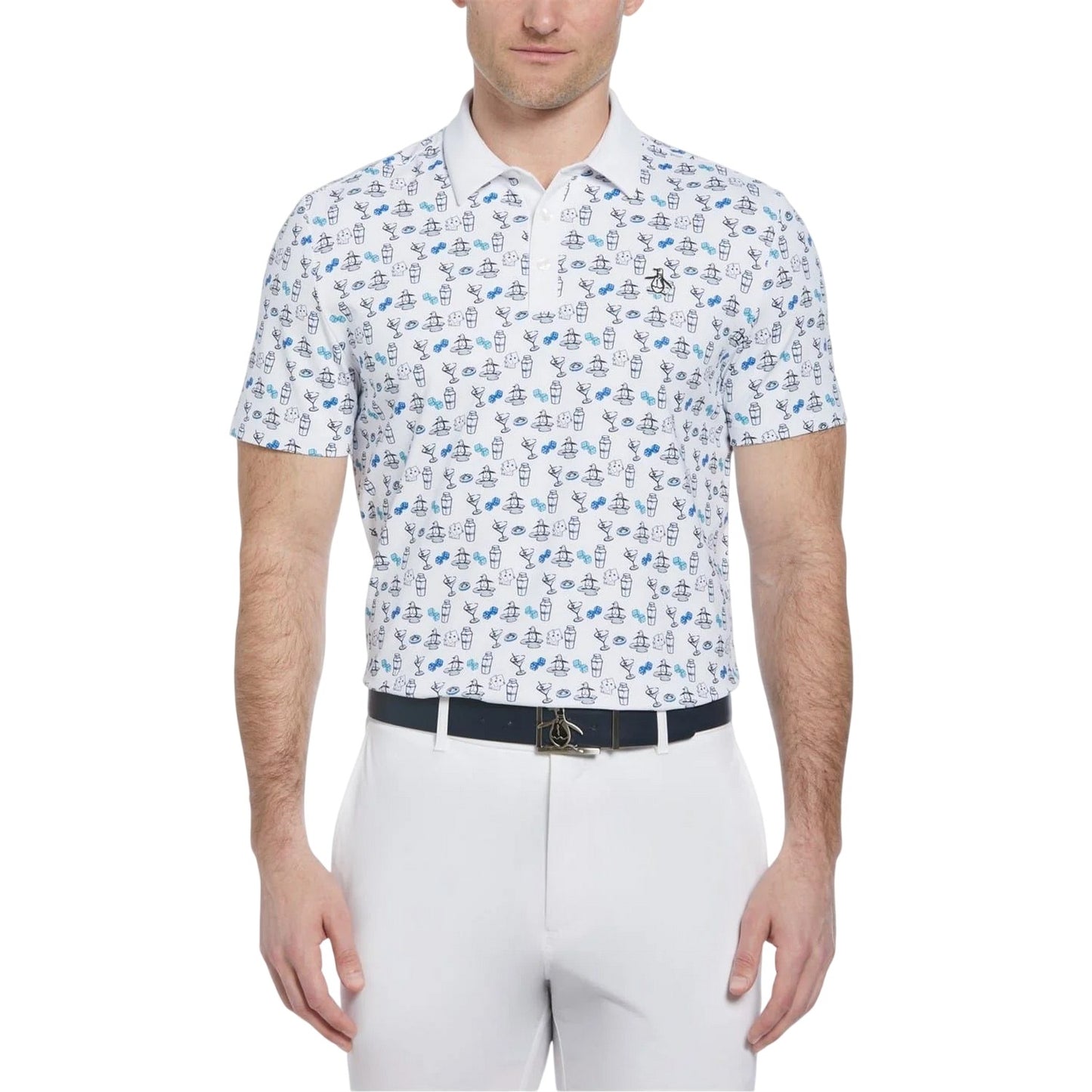Bright White - Front - Original Penguin Mens Retro Golf Polo Shirt
