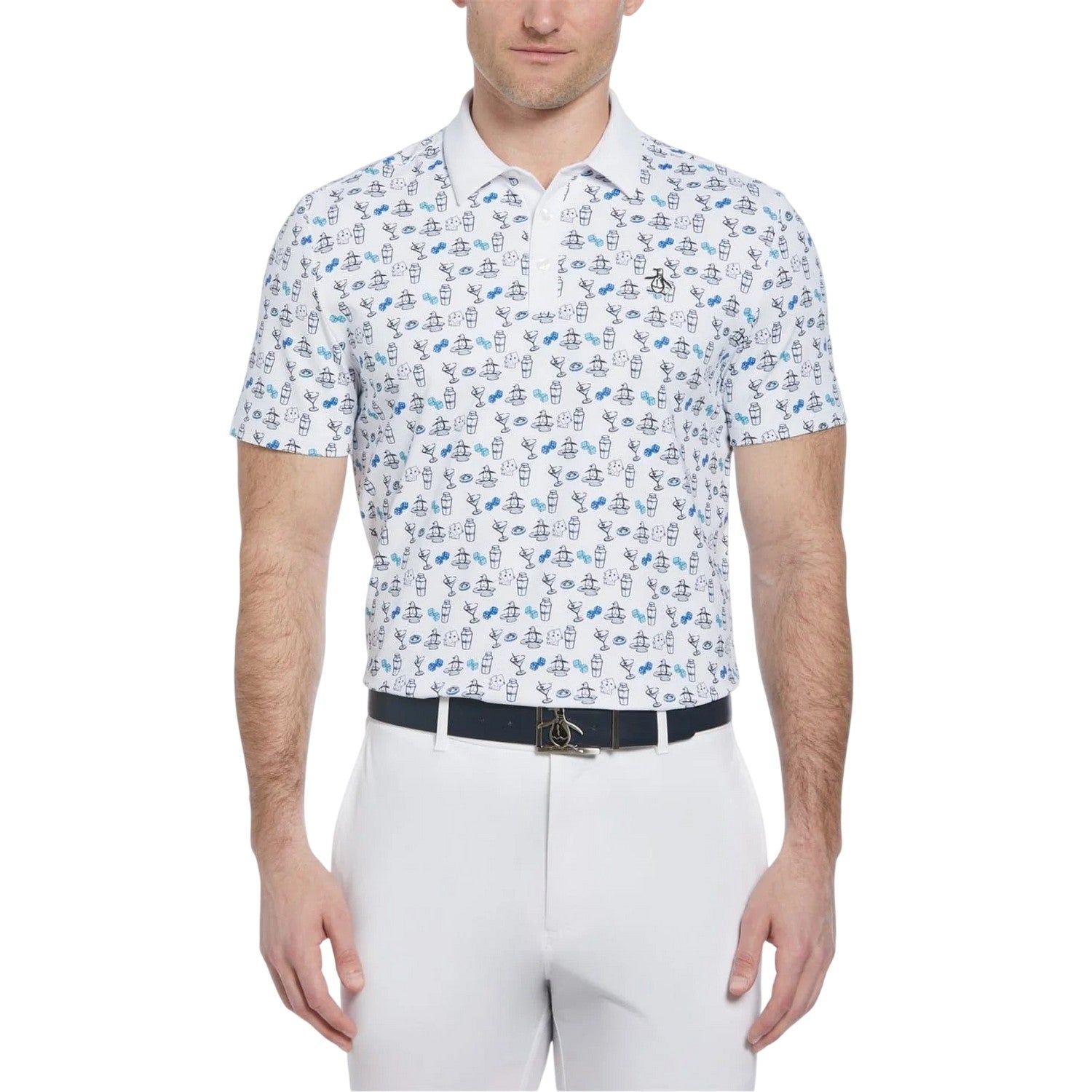 Bright White - Front - Original Penguin Mens Retro Golf Polo Shirt