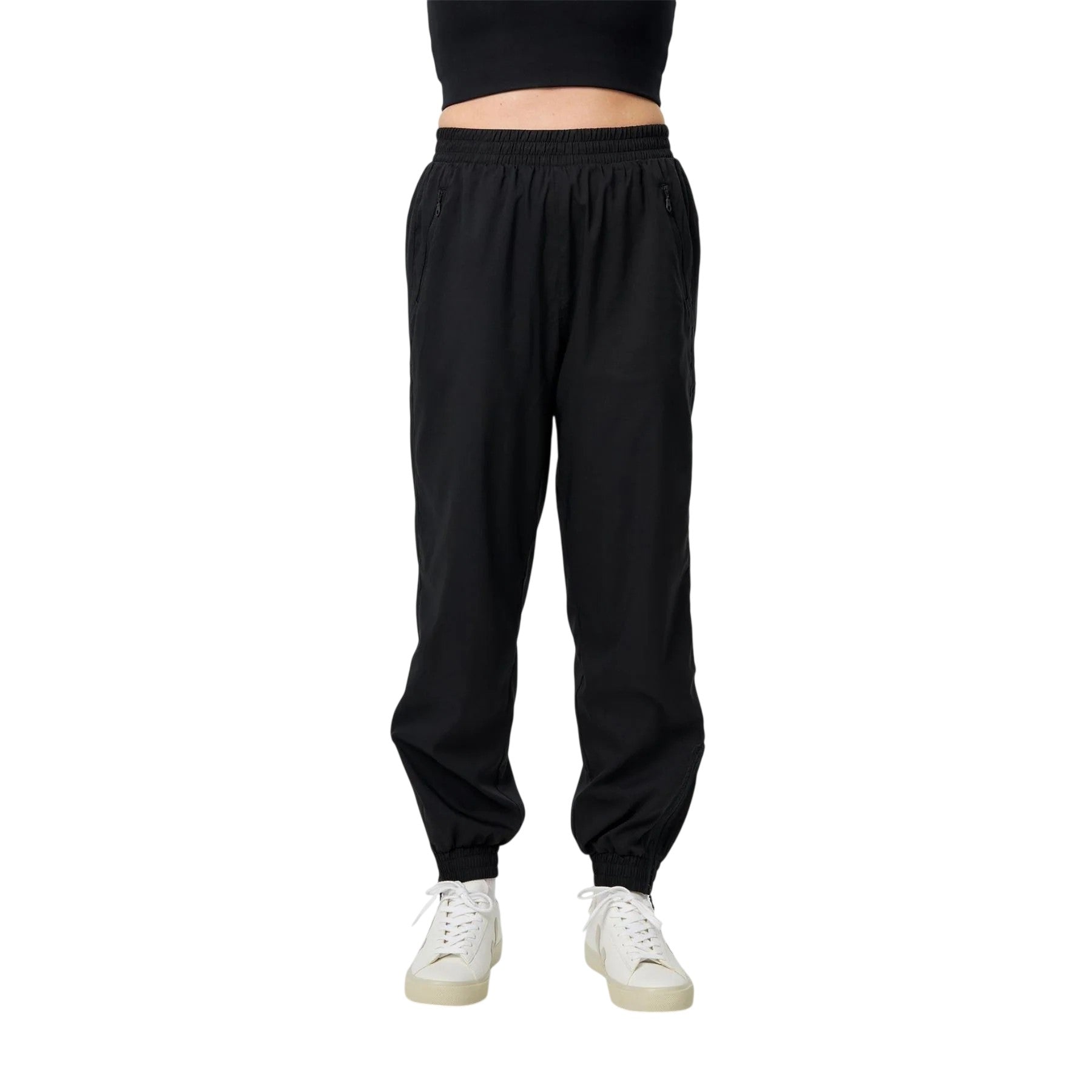 Black - Side - Girlfriend Collective Womens-Ladies Summit Tracksuit Bottoms