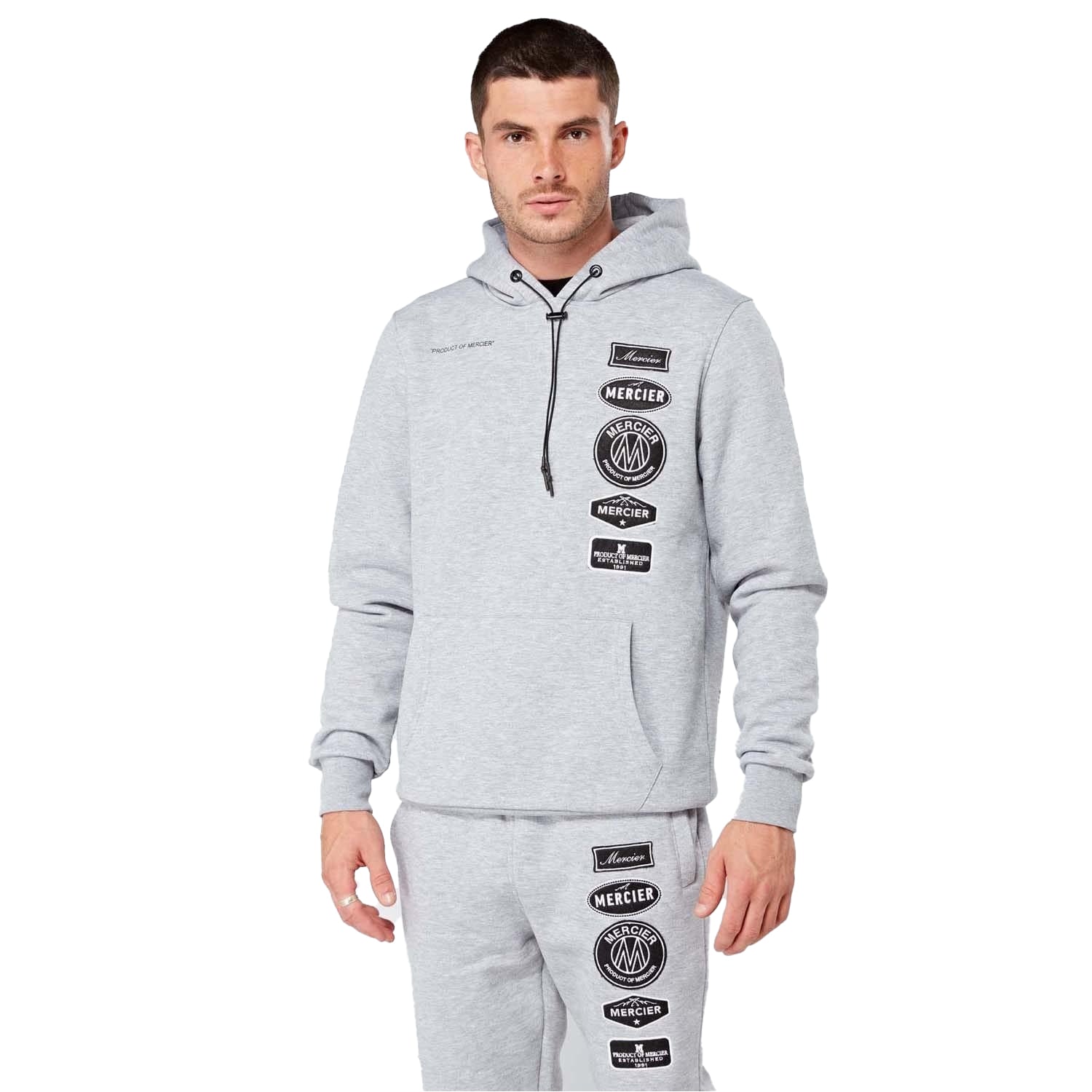 Grey Marl - Front - Mercier Mens Mono Hybrid Hoodie