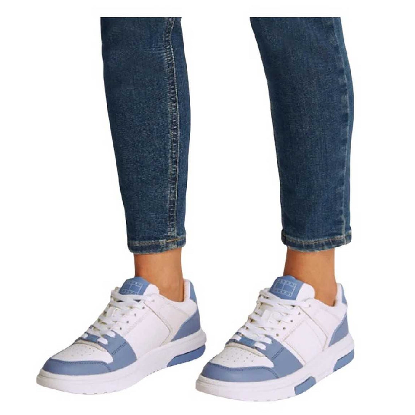 Clearwater Blue - Pack Shot - Tommy Jeans Womens-Ladies Brooklyn Colour Block Leather Trainers