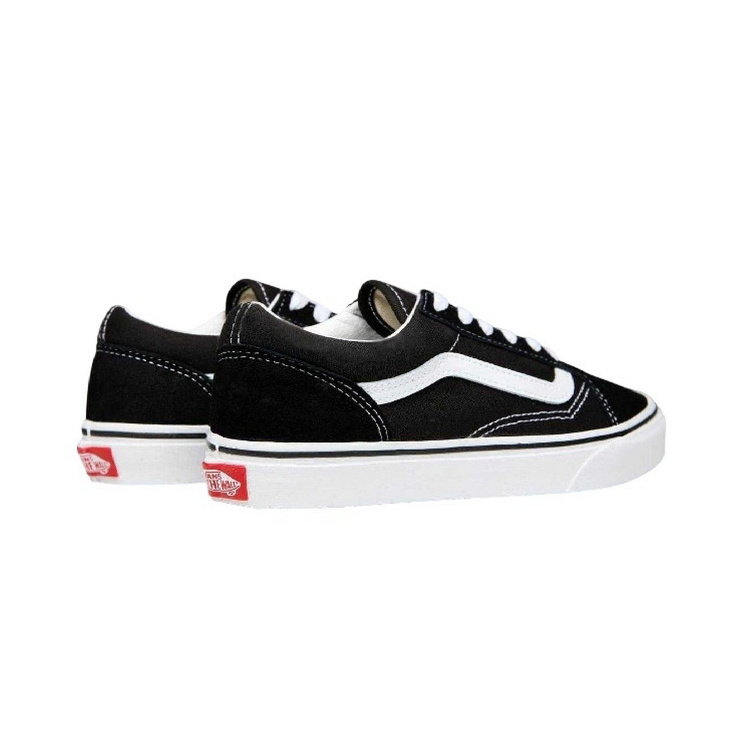 Black-White - Back - Vans Childrens-Kids Old Skool Suede Trainers