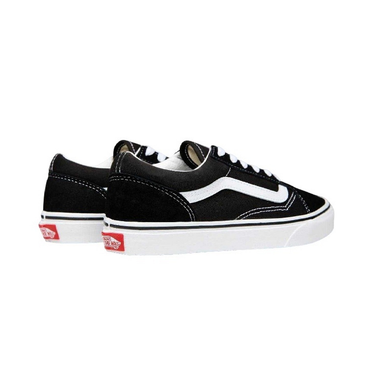 Black-White - Back - Vans Childrens-Kids Old Skool Suede Trainers