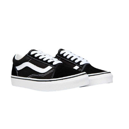 Black-White - Side - Vans Childrens-Kids Old Skool Suede Trainers