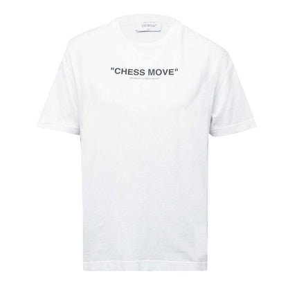 White-Black - Front - Off White Womens-Ladies Chess Move Cotton T-Shirt