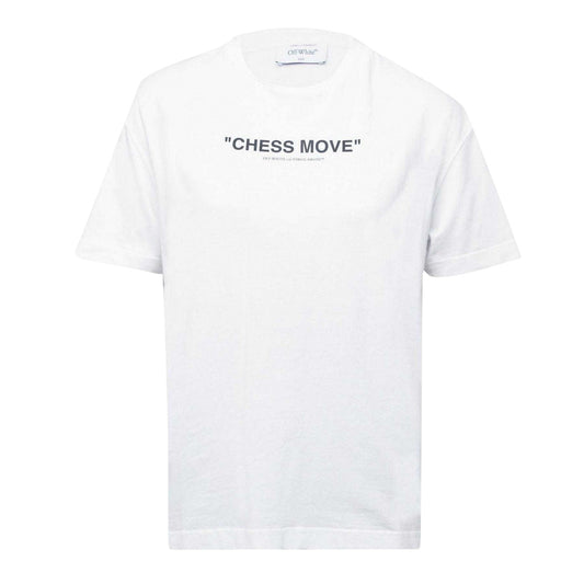 White-Black - Front - Off White Womens-Ladies Chess Move Cotton T-Shirt
