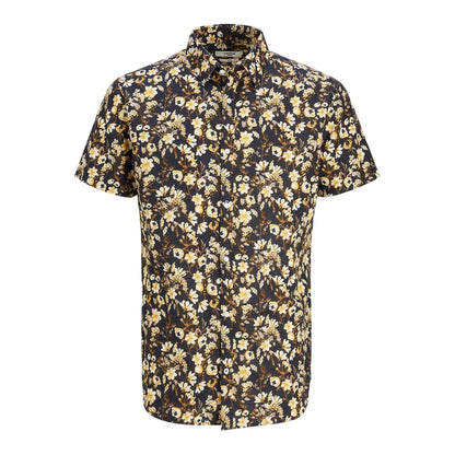 Night Sky - Front - Jack And Jones Mens Floral Regular Summer Shirt