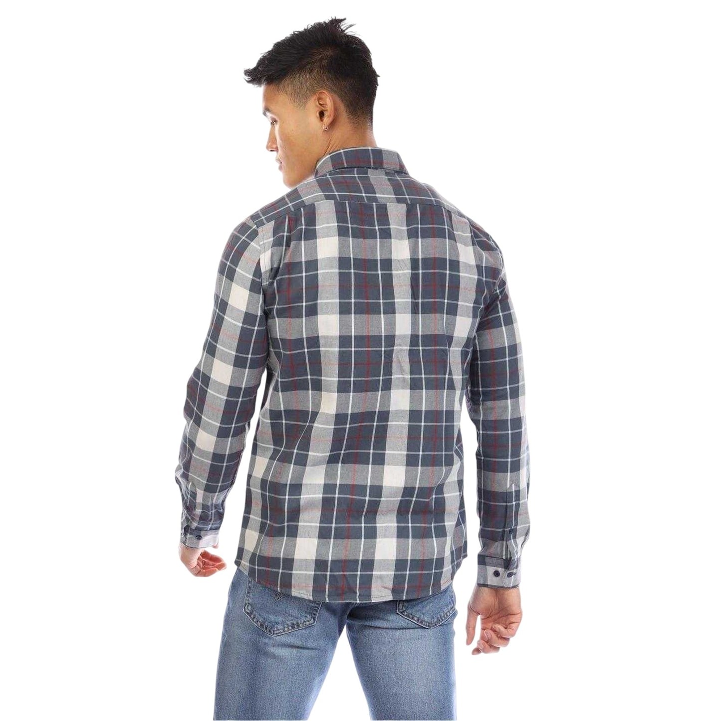 Multicoloured - Back - Peter Werth Mens Plaid Collared Regular Shirt