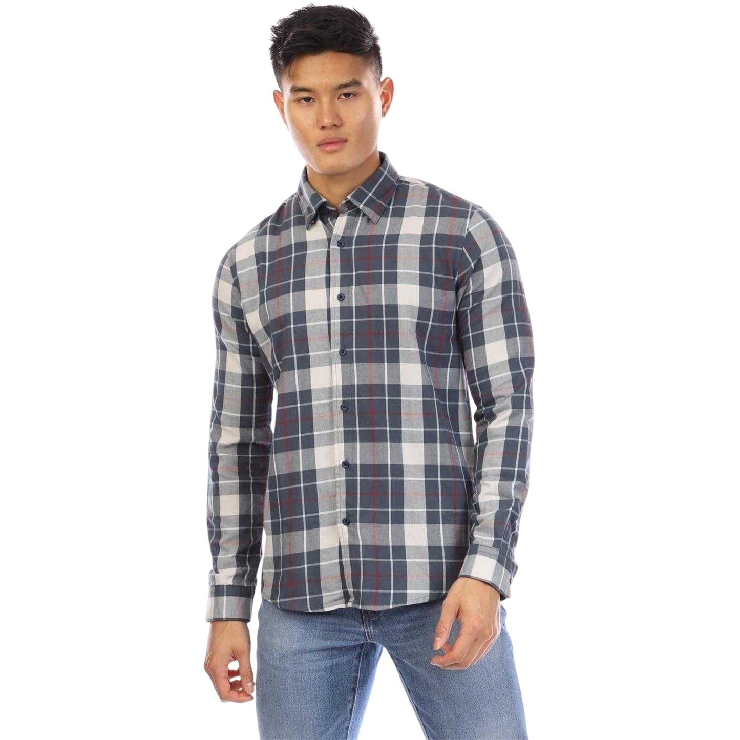Multicoloured - Front - Peter Werth Mens Plaid Collared Regular Shirt