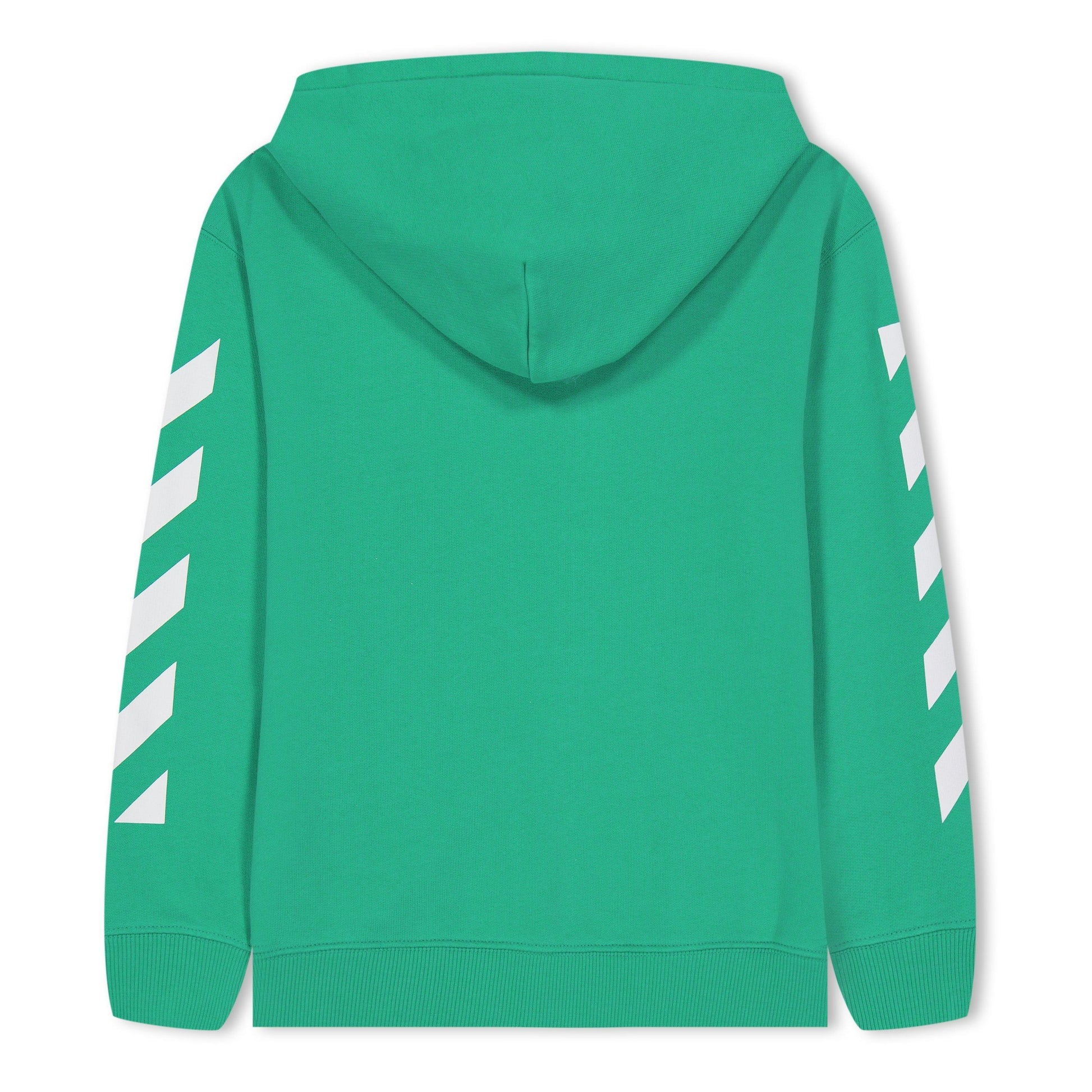Green-White - Back - Off White Childrens-Kids Helvetica Full Zip Hoodie
