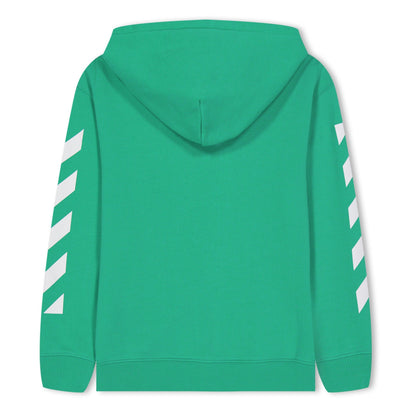 Green-White - Back - Off White Childrens-Kids Helvetica Full Zip Hoodie
