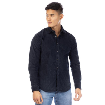 Navy - Front - Peter Werth Mens Corduroy Regular Shirt