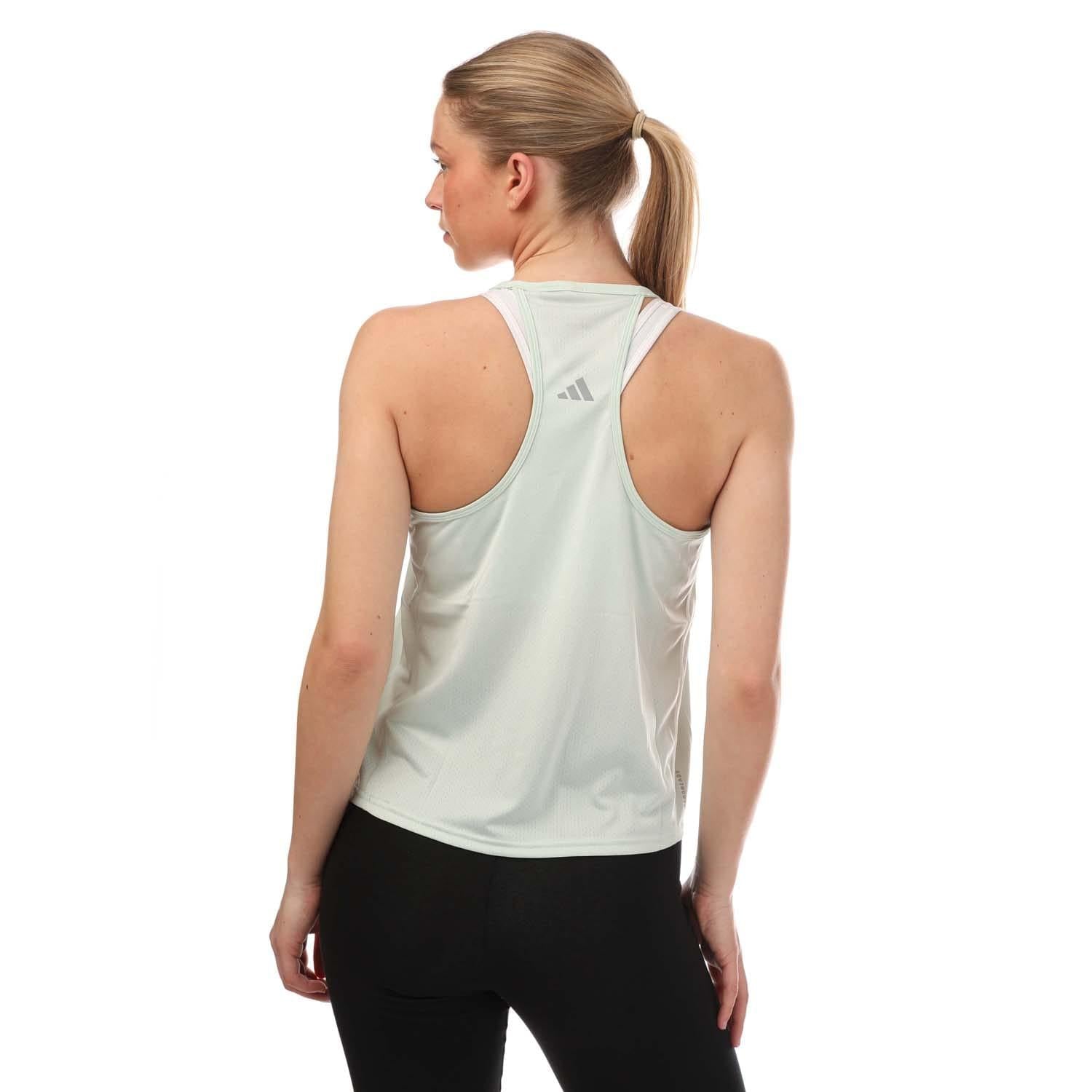 Green - Back - Adidas Womens-Ladies Run For The Oceans Tank Top