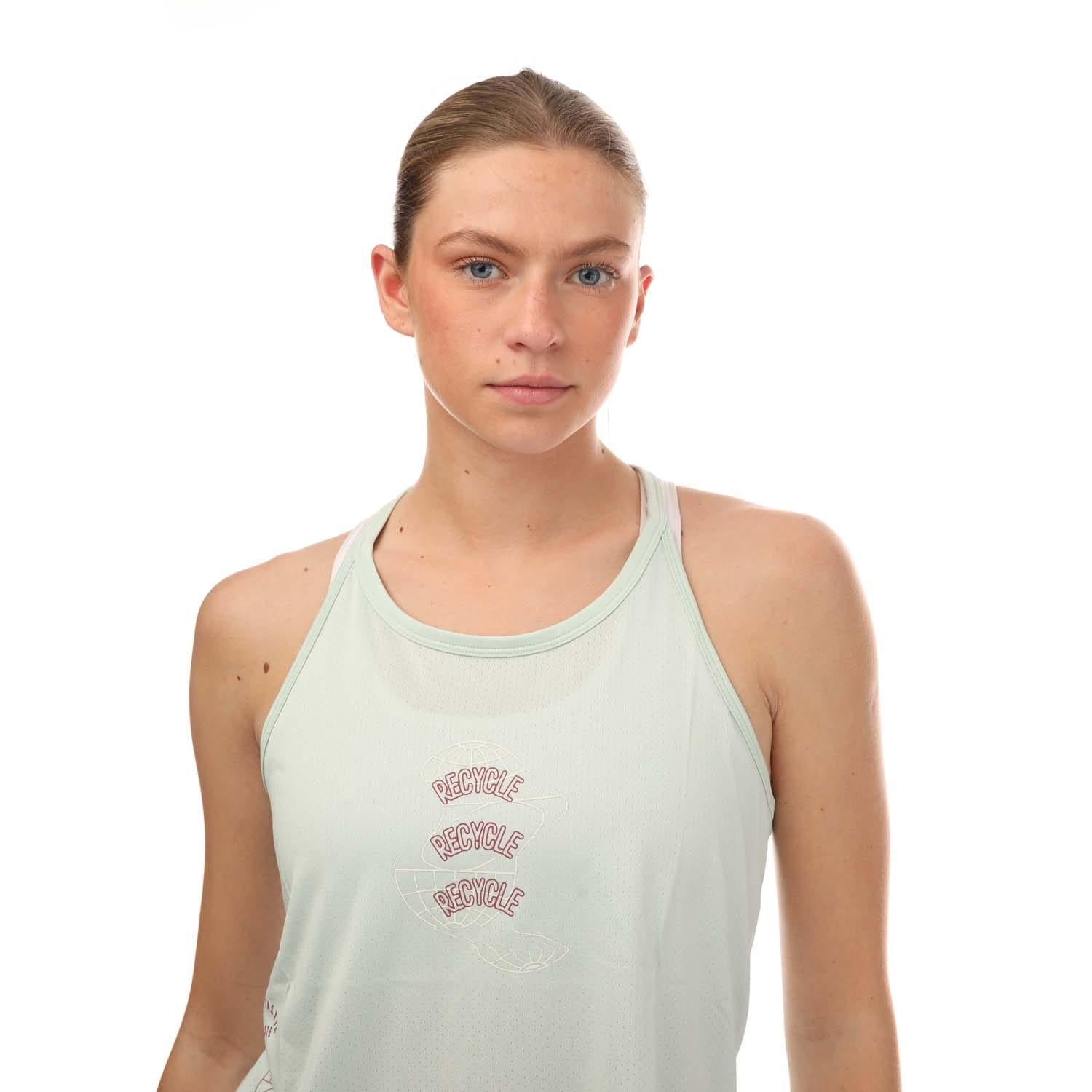 Green - Side - Adidas Womens-Ladies Run For The Oceans Tank Top
