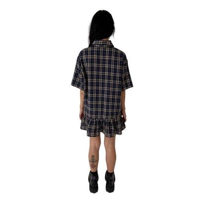 Blue - Back - The Ragged Priest Womens-Ladies Checked Shirt Dress