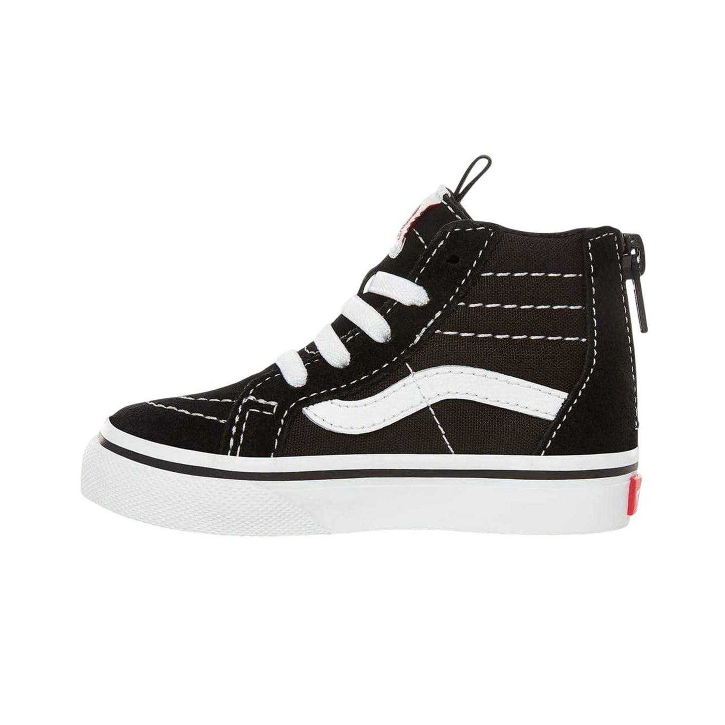 Black-White - Back - Vans Baby SK8-Hi Side Stripe Suede Ankle Zips Shoes