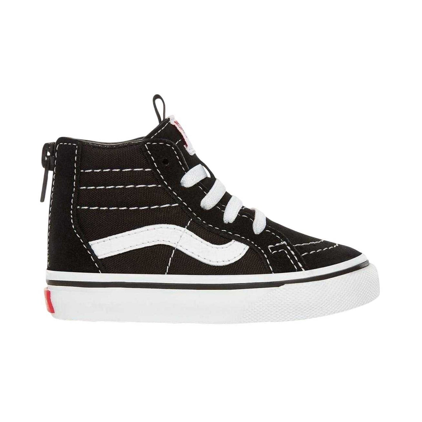 Black-White - Side - Vans Baby SK8-Hi Side Stripe Suede Ankle Zips Shoes