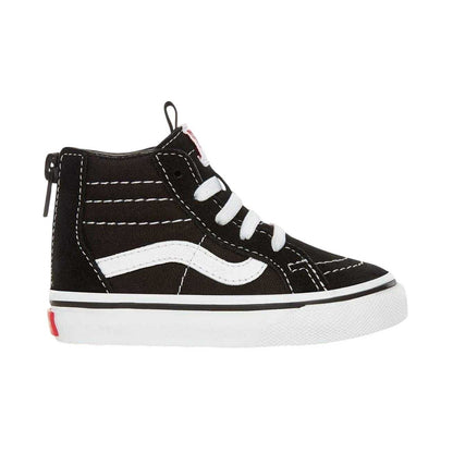 Black-White - Side - Vans Baby SK8-Hi Side Stripe Suede Ankle Zips Shoes