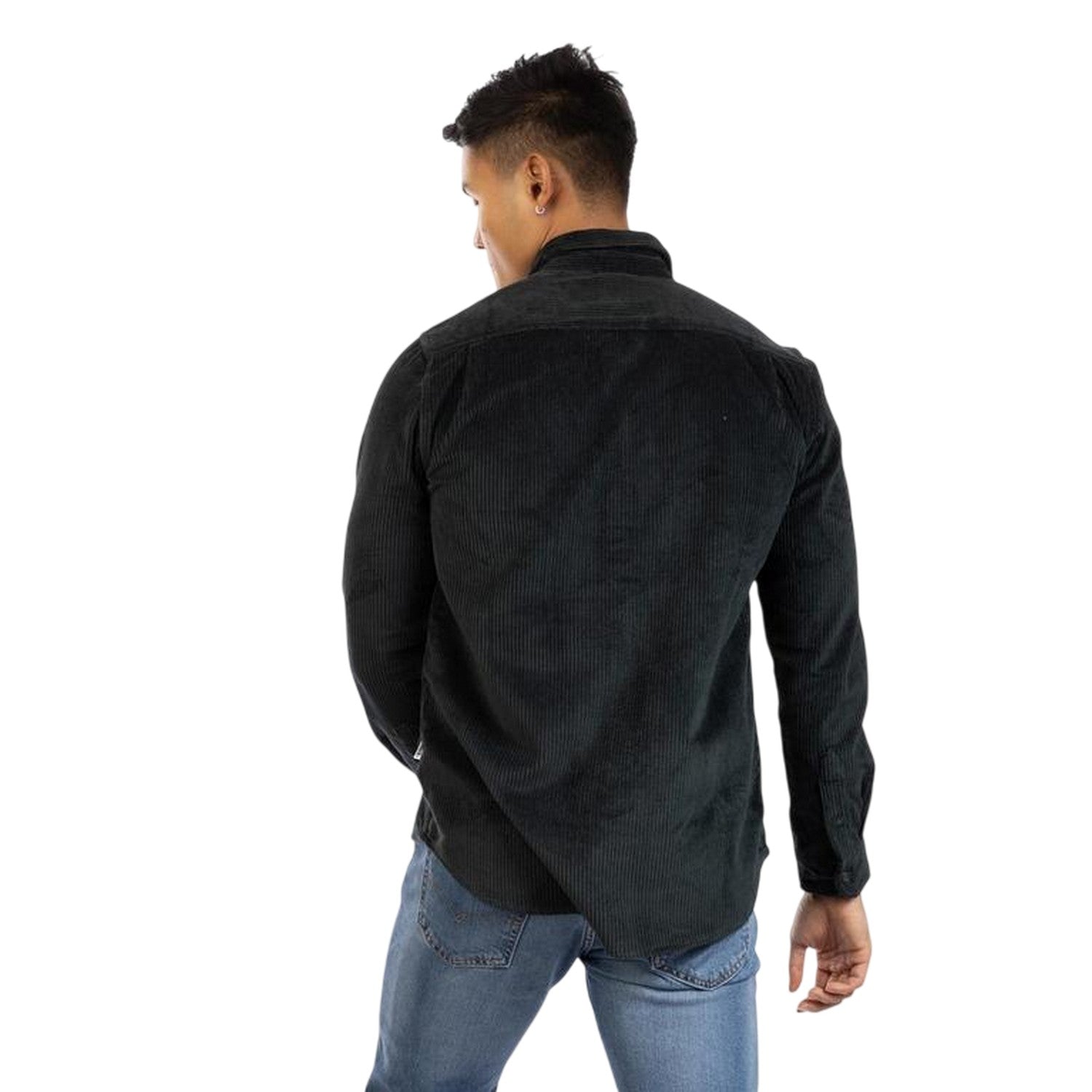 Olive - Back - Peter Werth Mens Corduroy Regular Shirt