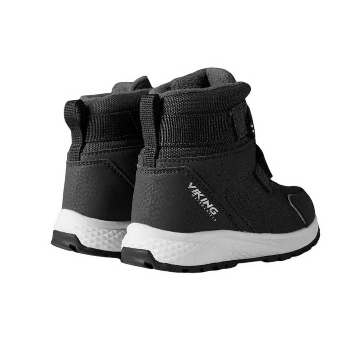Black-Grey - Back - Viking Childrens-Kids Equip Leather Hiking Boots