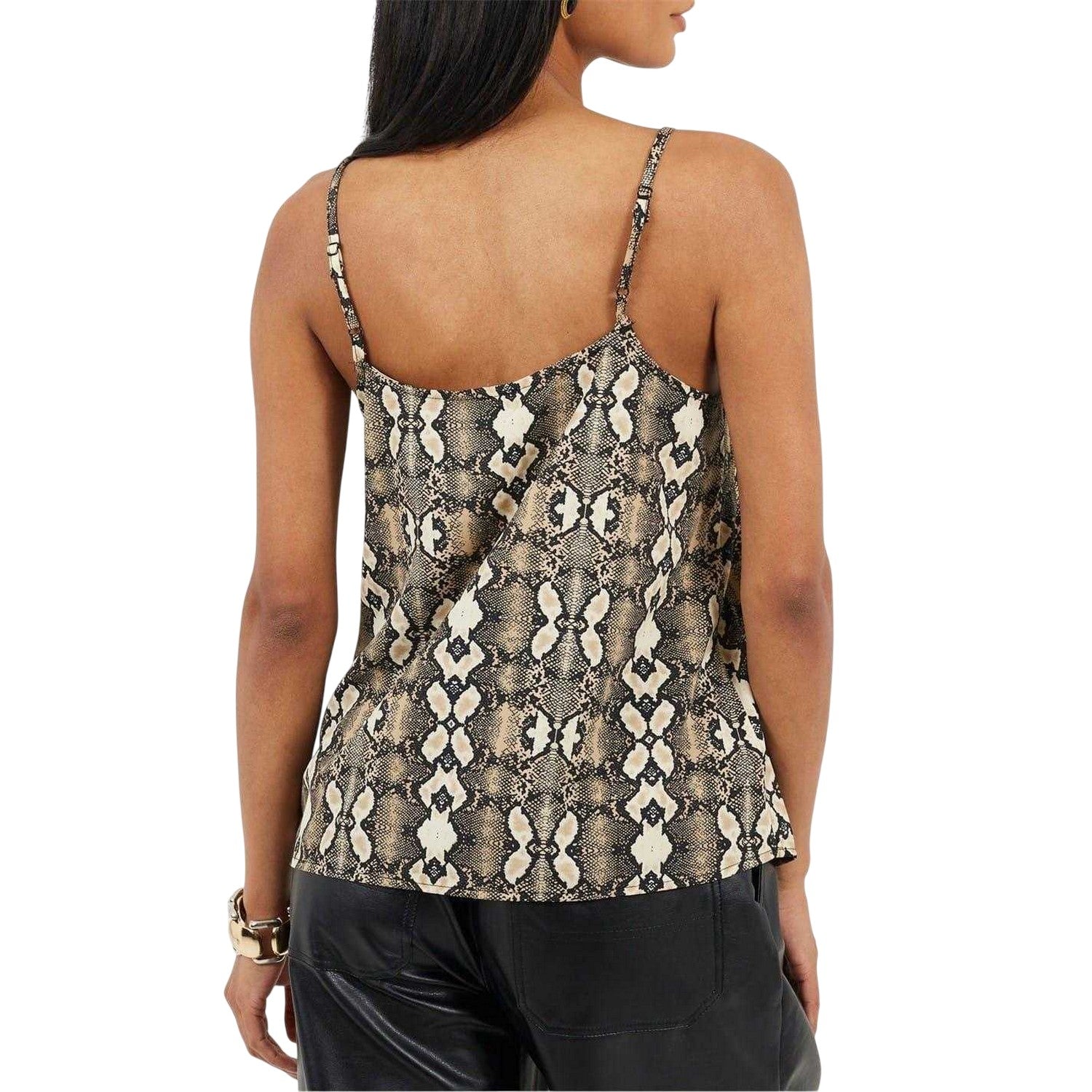 Brown-Natural Snake - Back - Brave Soul Womens-Ladies Flowy Snake Print Camisole