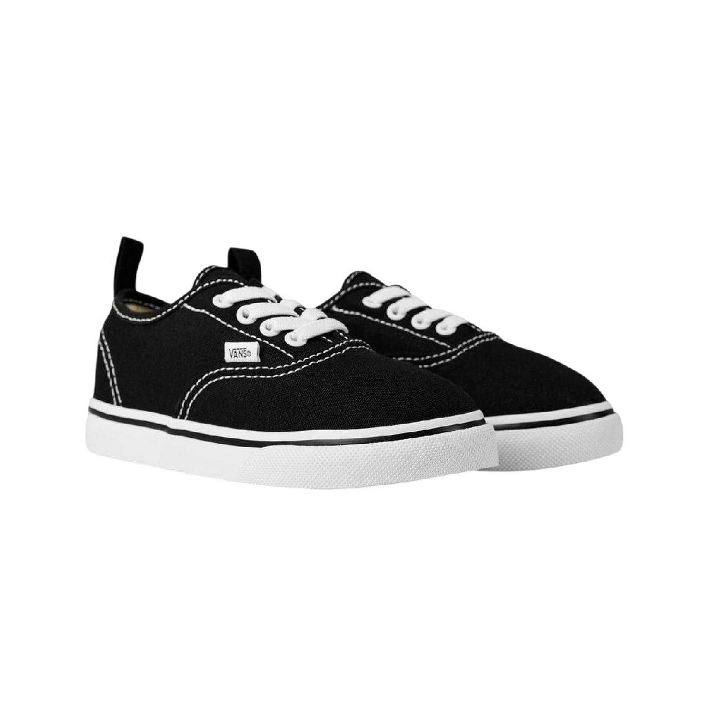 Black-White - Back - Vans Baby Authentic Canvas Elastic Strap Shoes