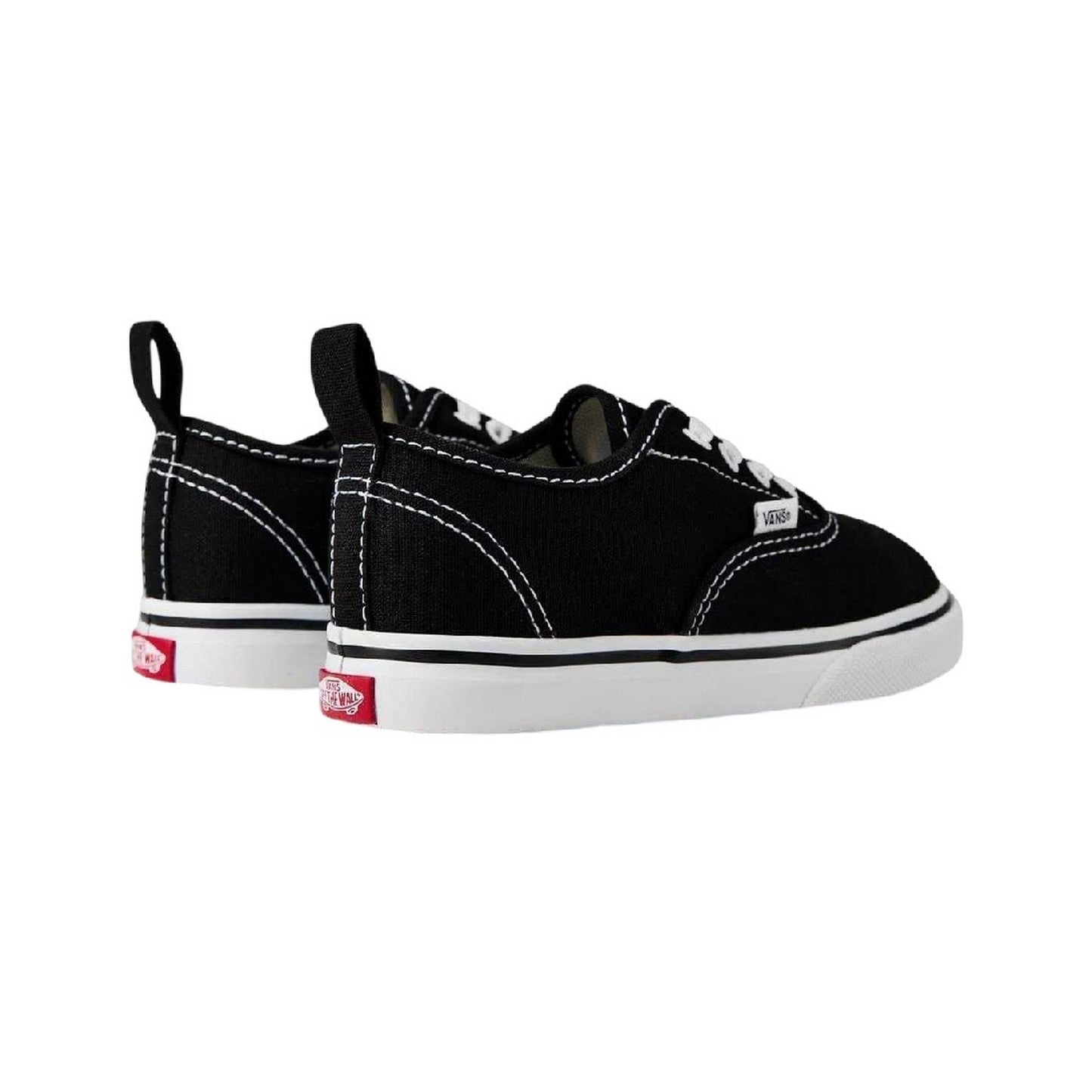 Black-White - Side - Vans Baby Authentic Canvas Elastic Strap Shoes