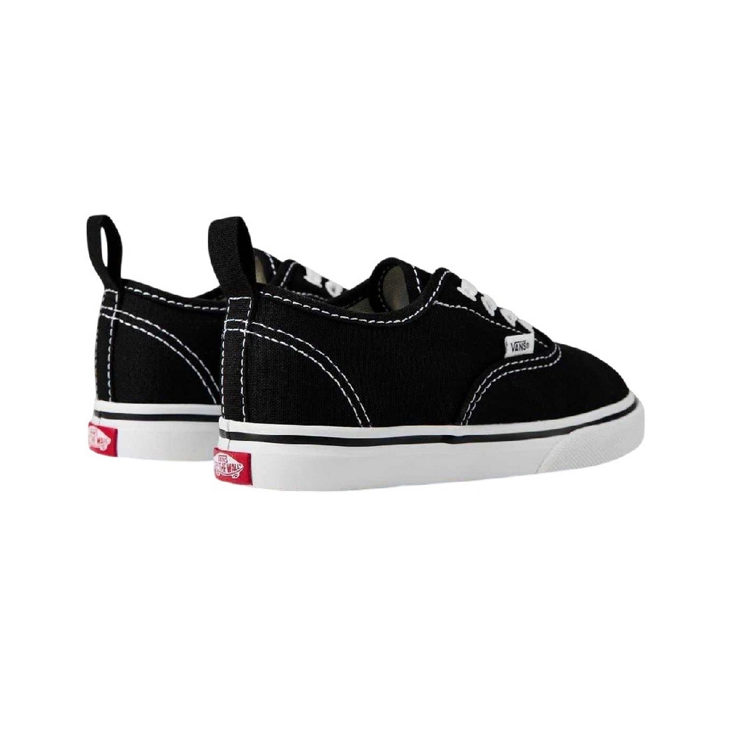 Black-White - Side - Vans Baby Authentic Canvas Elastic Strap Shoes
