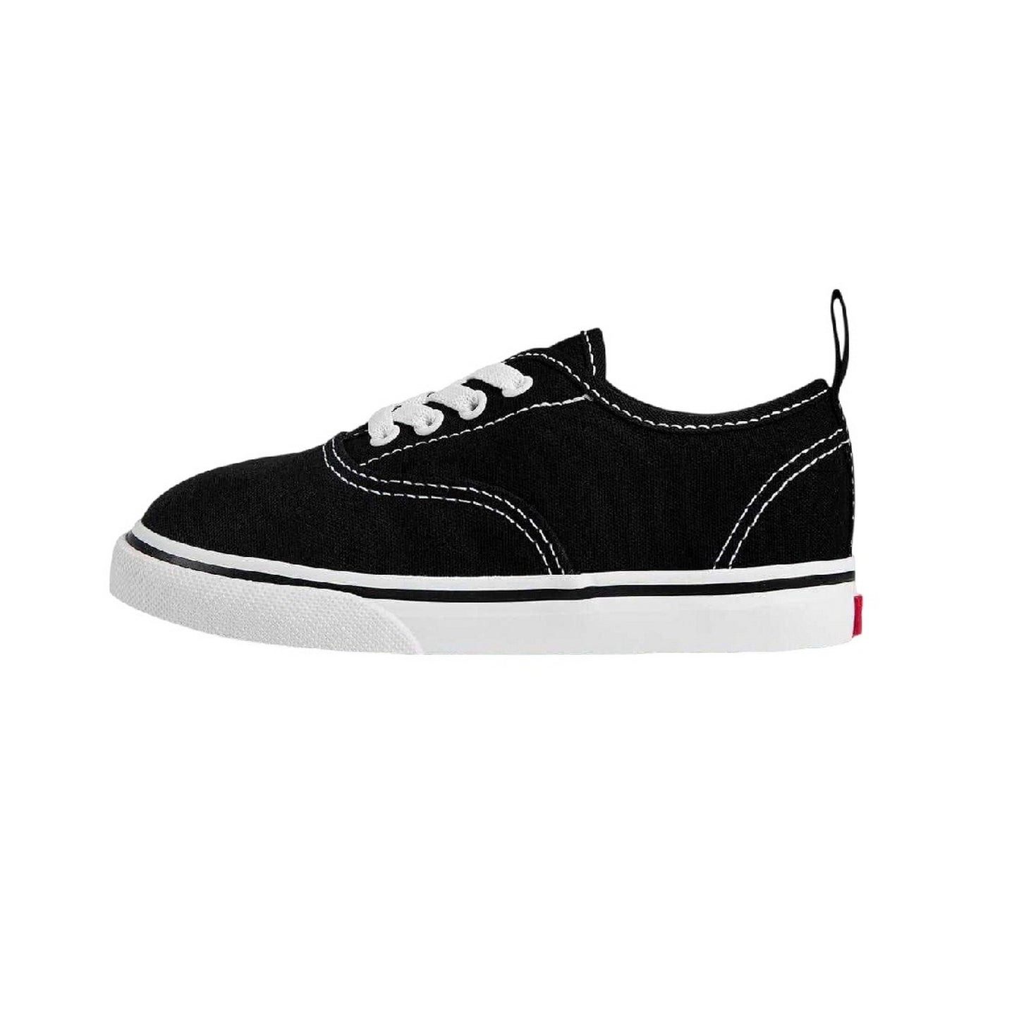 Black-White - Lifestyle - Vans Baby Authentic Canvas Elastic Strap Shoes
