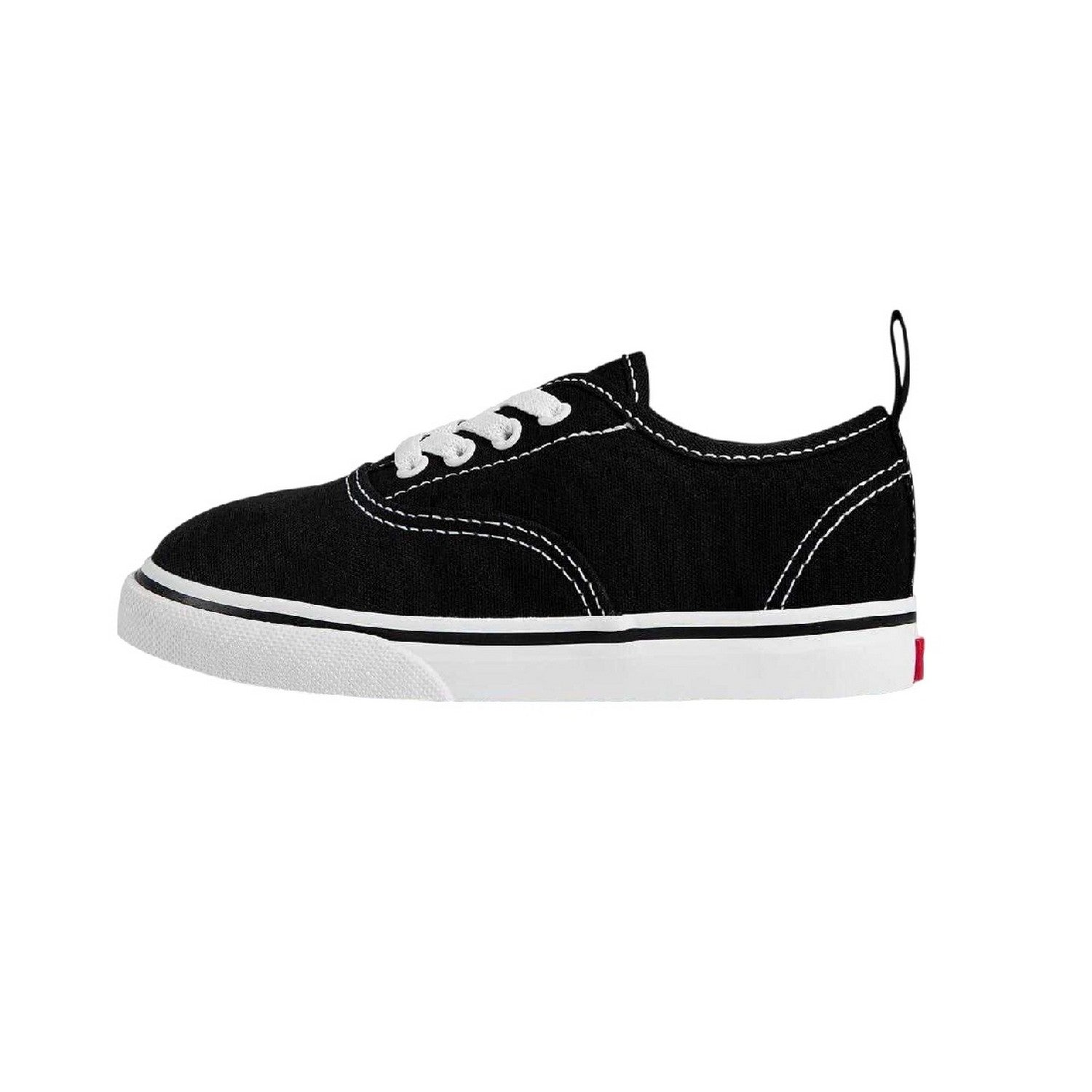 Black-White - Lifestyle - Vans Baby Authentic Canvas Elastic Strap Shoes