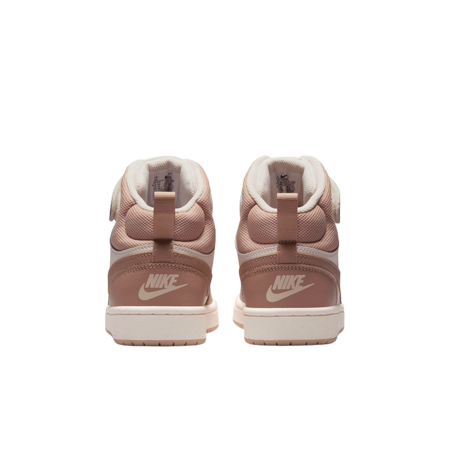 Ivory - Back - Nike Childrens-Kids Court Borough Leather High Tops