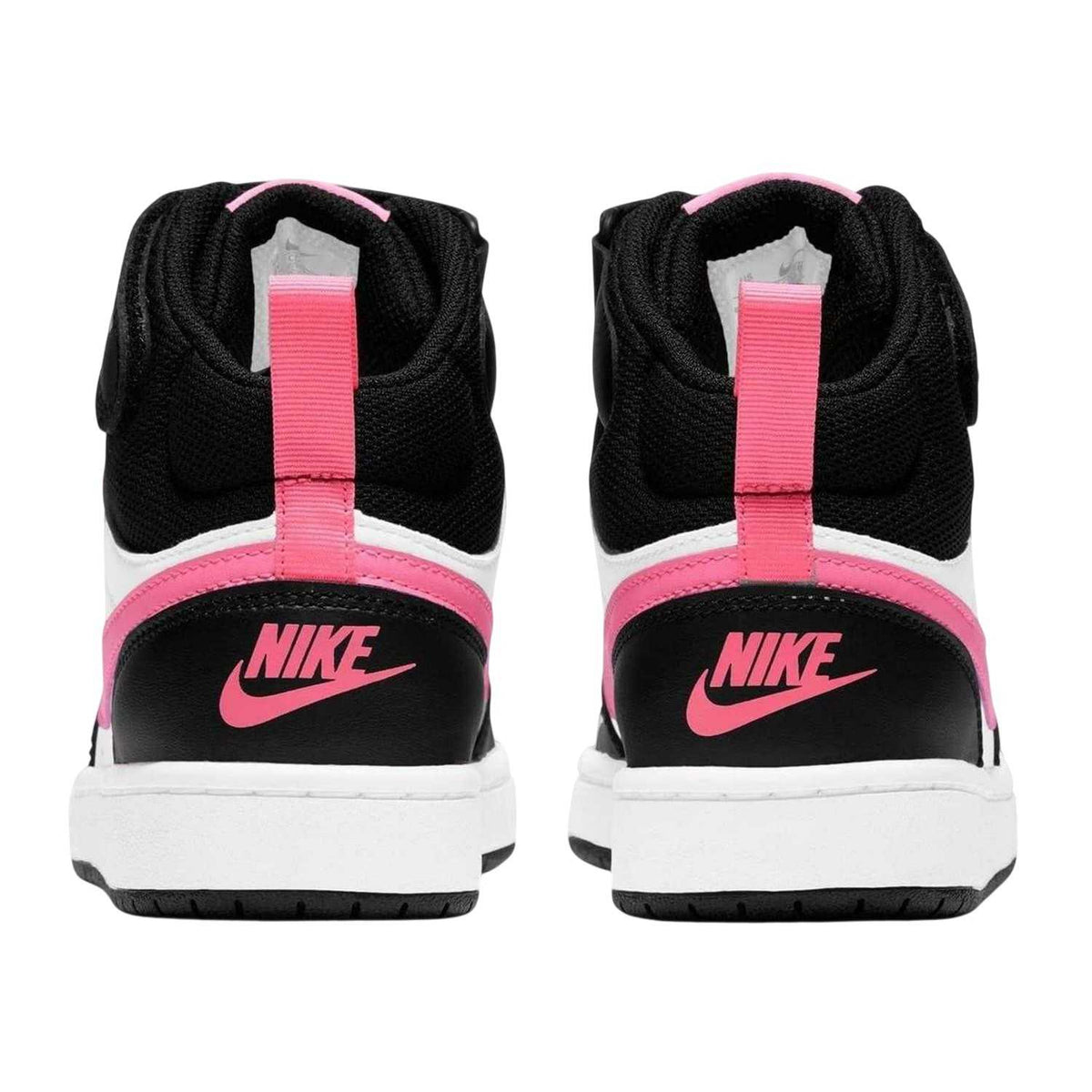 White-Pink-Black - Back - Nike Childrens-Kids Court Borough Leather High Tops