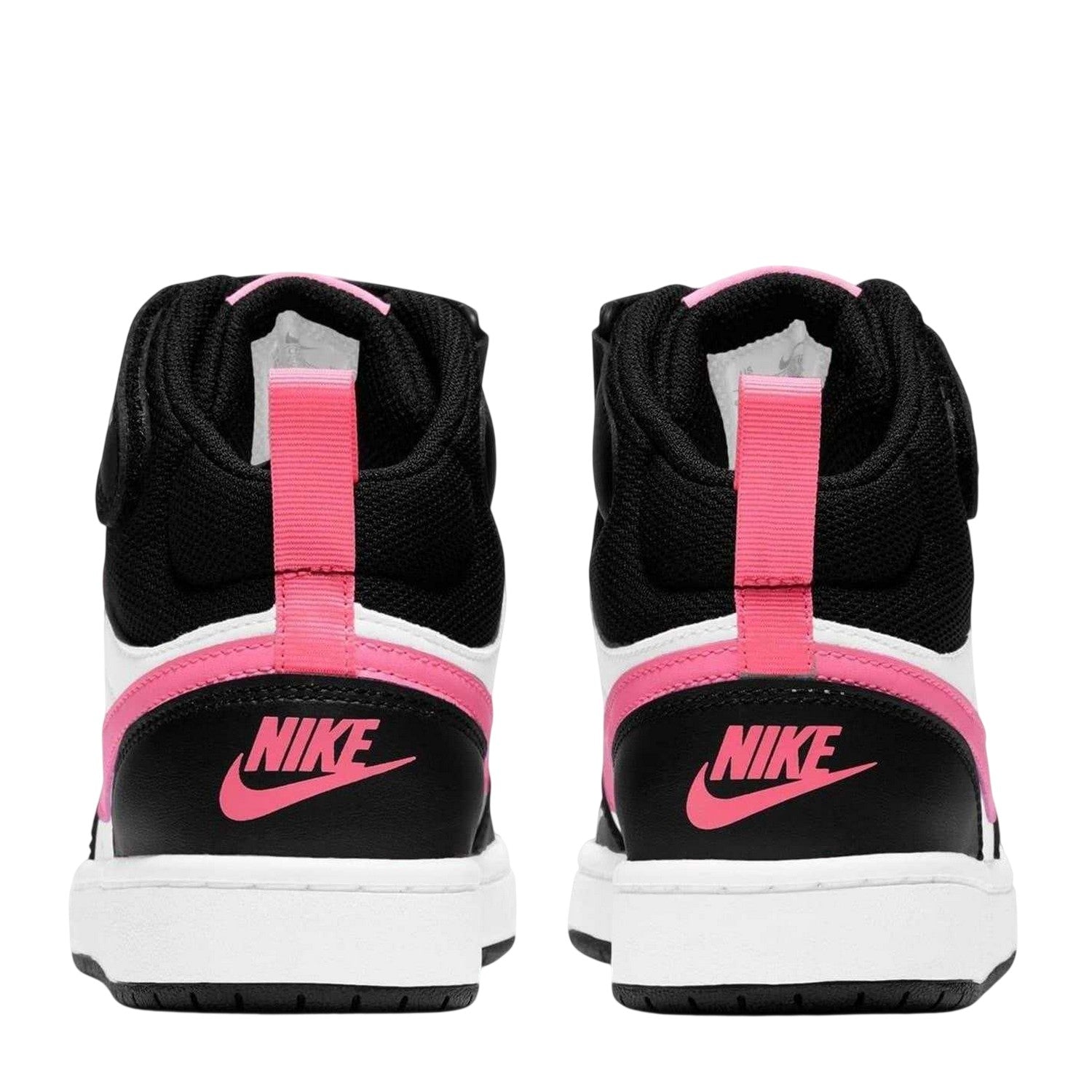 White-Pink - Back - Nike Childrens-Kids Court Borough Leather High Tops