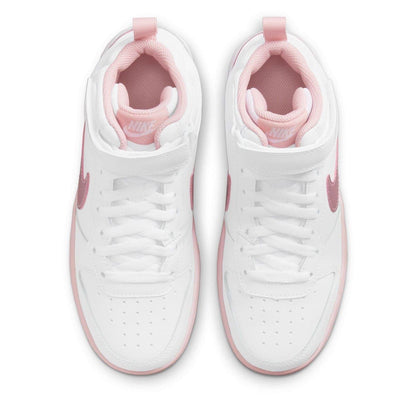 White-Pink - Pack Shot - Nike Childrens-Kids Court Borough Leather High Tops
